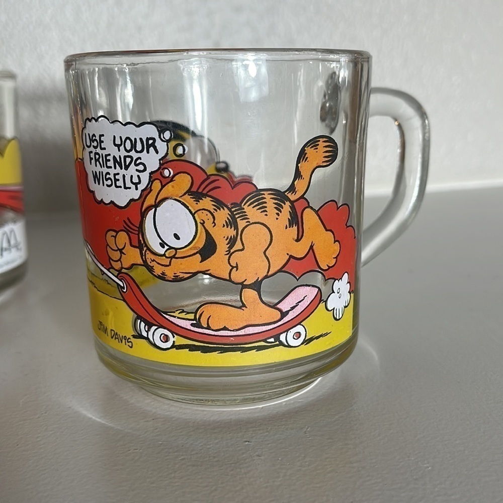 VTG McDonald's Garfield & Odie Glass Cup Mug 1978 X2 - Picture 4 of 8